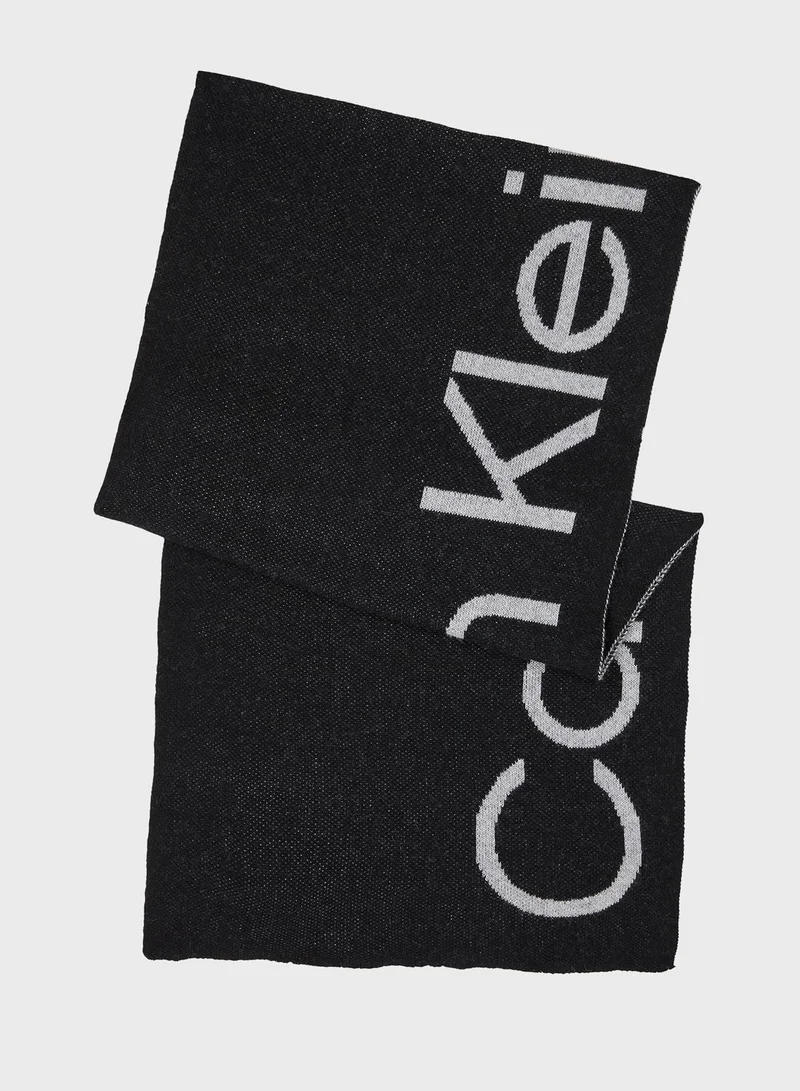 CALVIN KLEIN Logo Deatiled Scarf