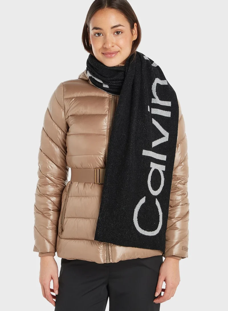 CALVIN KLEIN Logo Deatiled Scarf