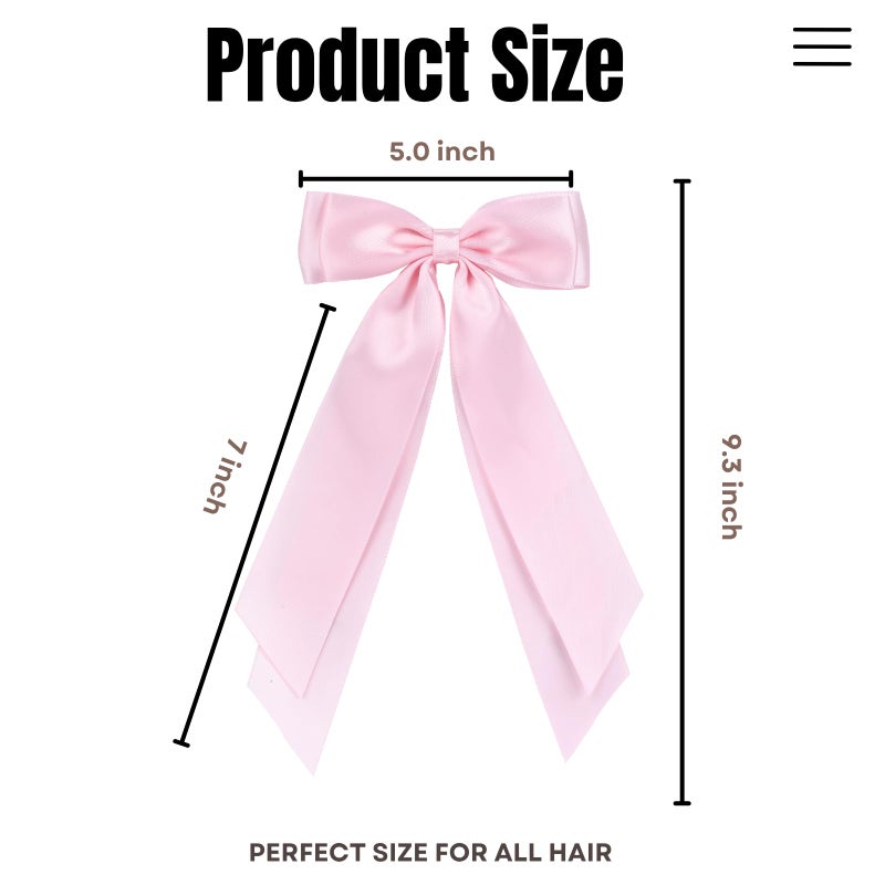 LuSeren 2 PCS Double Layer Hair Bows Pink Hair Ribbon Clips Ponytail Holder Accessories for Women Girls Toddlers Teens Kids - Image 2