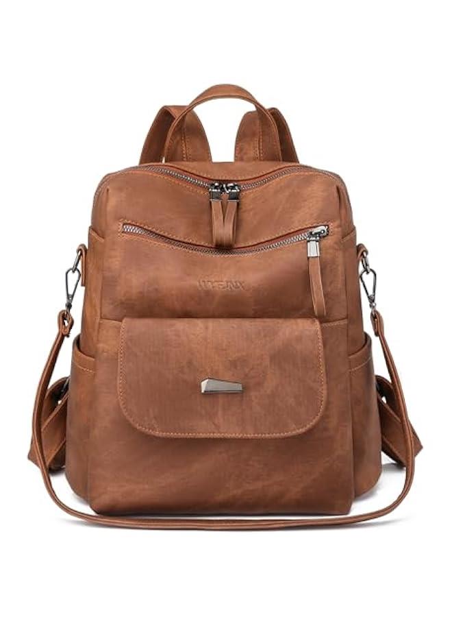 Arabest PU Leather Backpack Purse for Women Fashion Multipurpose Design Handbag Ladies Shoulder Bags Travel Backpack Brown  - Image 1