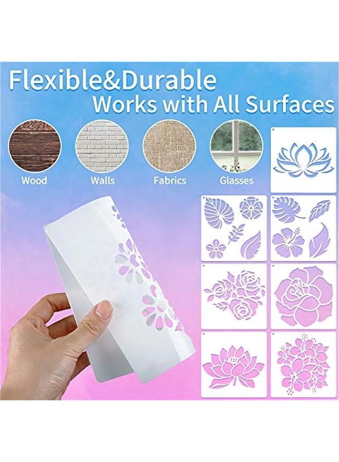Arabest 17 Pieces Flower Stencil Kit for Painting on Wood Large Flower Stencils Template DIY Sunflower erfly Bird Rose Leaf Reusable Drawing Template for Painting Wood Wall Decor(6.3 x 6.3 Inch)  - Image 3