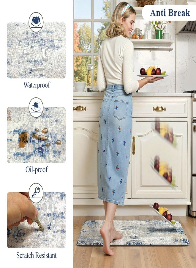 LEEVAN Kitchen Mats Cushioned Anti Fatigue Blue Set of 2,Non Slip Waterproof Kitchen Mats for Floor,Memory Foam Comfort Abstract Kitchen Floor Mat for Sink,Laundry,Home,Office,Desk(17"x29"+17"x47") - Image 3