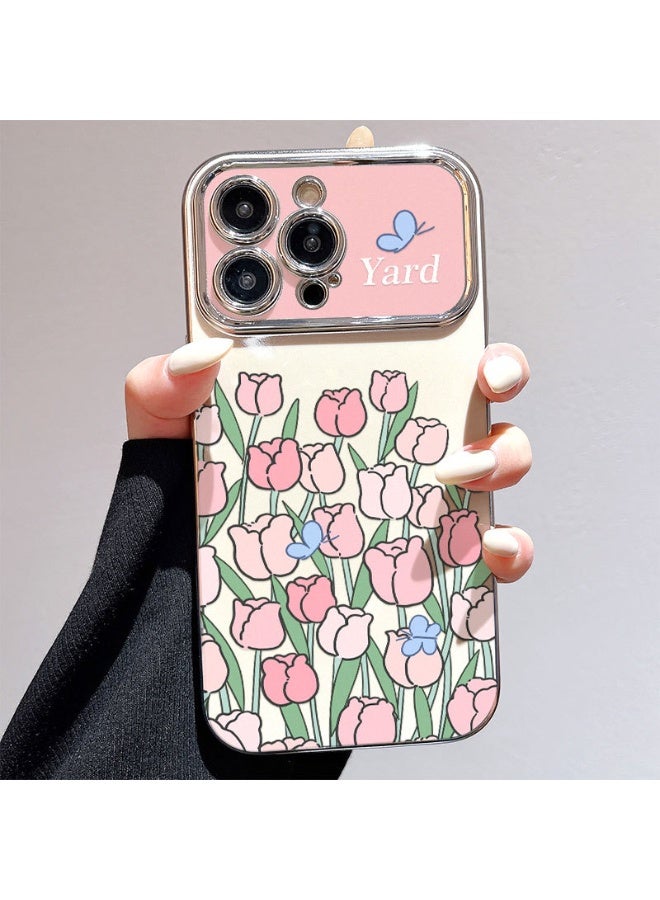 NIBEMINENT Electroplated Flowers Protective TPU Case Cover For iPhone 14, Garden - Image 1