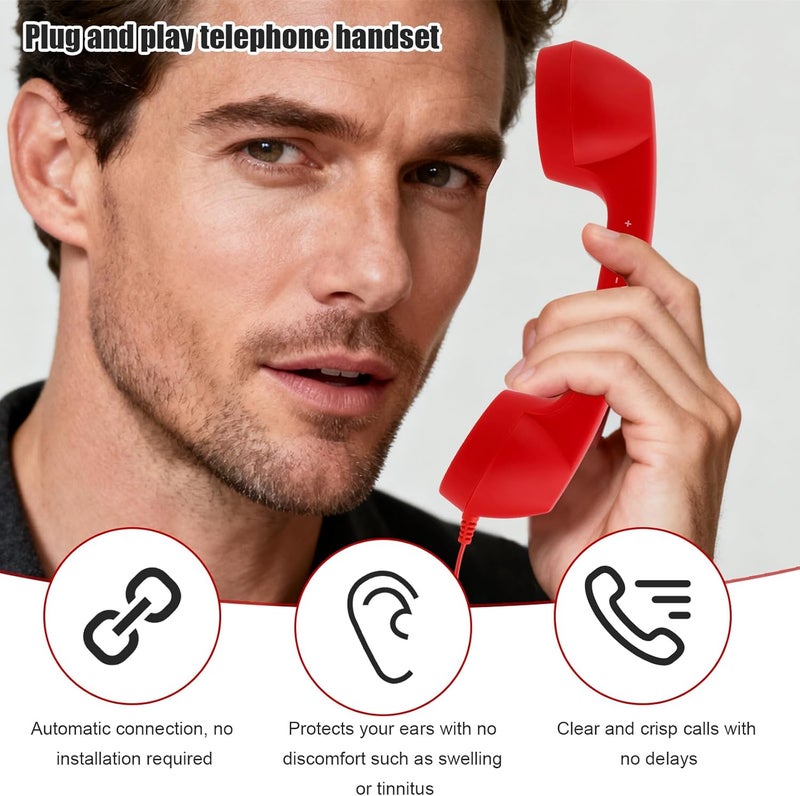 BTFO Retro Phone Handset for Iphone/Android, Type C Old School Cell Phone Receiver with Microphone & Speaker 90s Style Photos Prop for Mobile Phones (Red) - Image 5