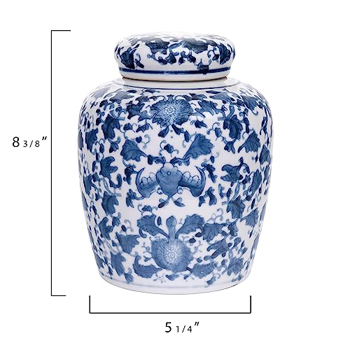 Creative Co-op Decorative Blue and White Ceramic Ginger Jar with Lid - Image 2