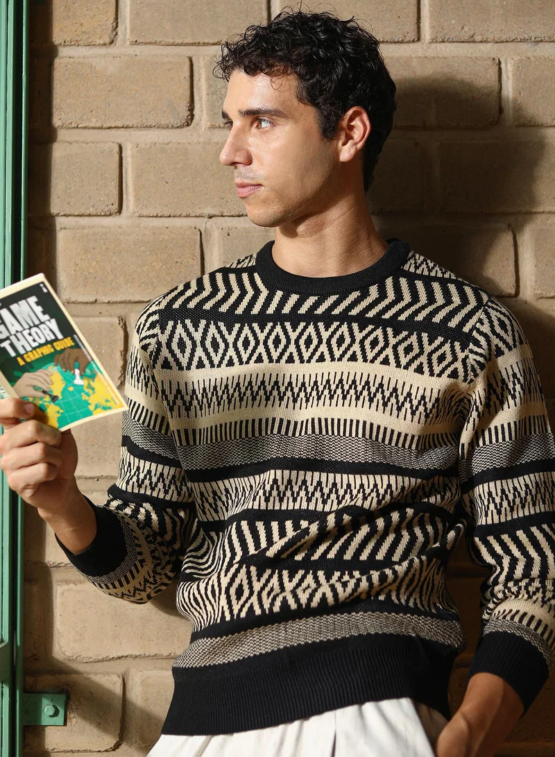 كامبوس سوترا كنزة رجالية بنمط جاكار سكاندي