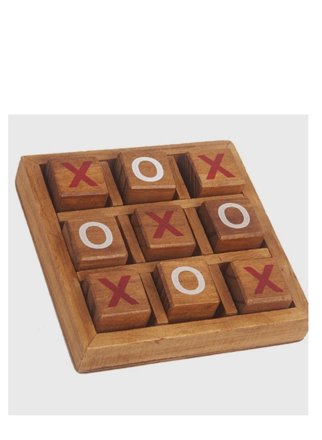 لعبة XO خشبية مصنوعة يدويًا بجودة ممتازة مقسمة إلى مربعات مع رموز X و O مثالية للأطفال، ليالي العائلة، ألعاب للكبار، ديكور مزرعة لطاولة القهوة وهدايا فريدة لجميع المناسبات - Image 1