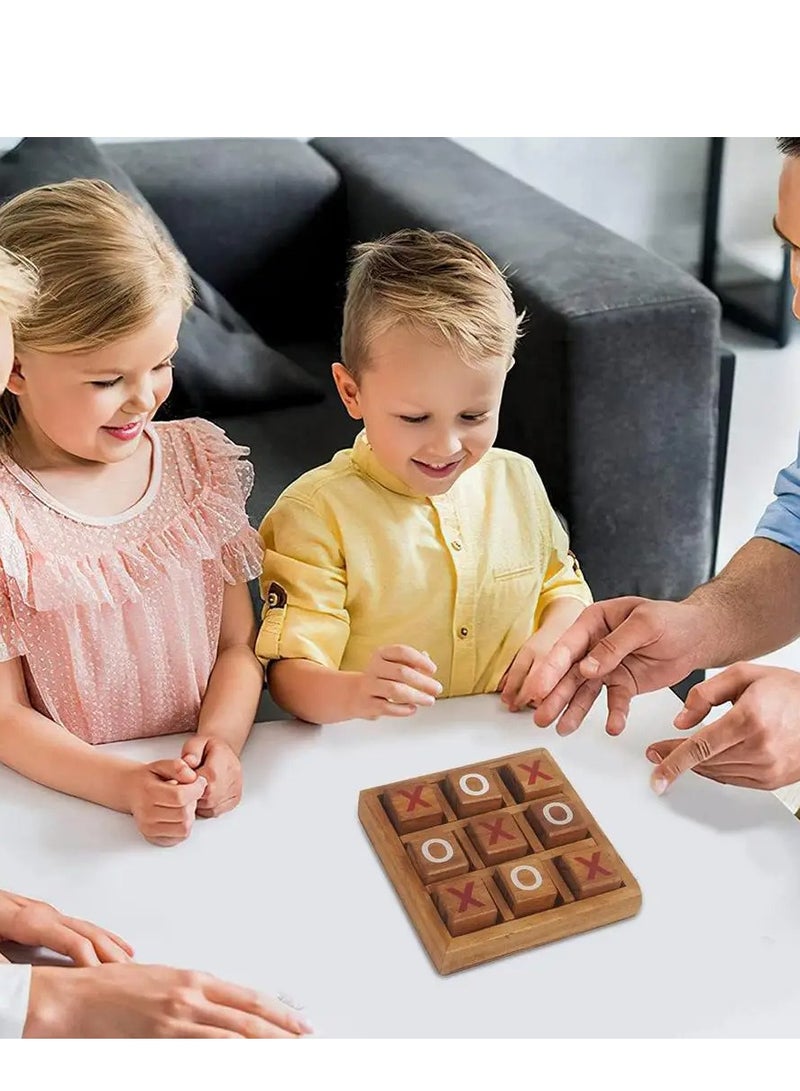 لعبة XO خشبية مصنوعة يدويًا بجودة ممتازة مقسمة إلى مربعات مع رموز X و O مثالية للأطفال، ليالي العائلة، ألعاب للكبار، ديكور مزرعة لطاولة القهوة وهدايا فريدة لجميع المناسبات - Image 2
