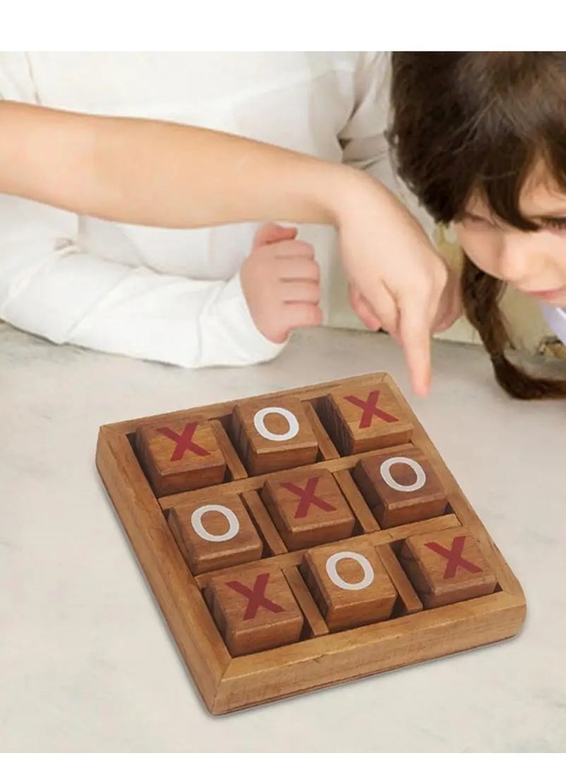 لعبة XO خشبية مصنوعة يدويًا بجودة ممتازة مقسمة إلى مربعات مع رموز X و O مثالية للأطفال، ليالي العائلة، ألعاب للكبار، ديكور مزرعة لطاولة القهوة وهدايا فريدة لجميع المناسبات - Image 3