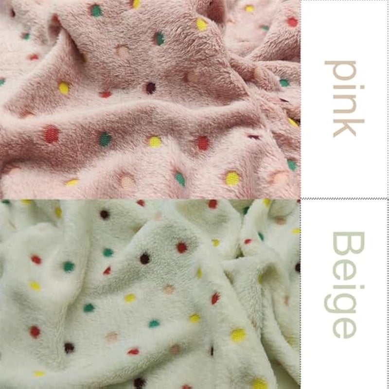 Loquat 1 Pack 3 Blankets Super Soft Cute Dot Fluffy Fleece Pattern Pet Blanket Flannel Throw for Print DesignDog Puppy Cat Beige/Brown/Pink (76x52cm) - Image 4
