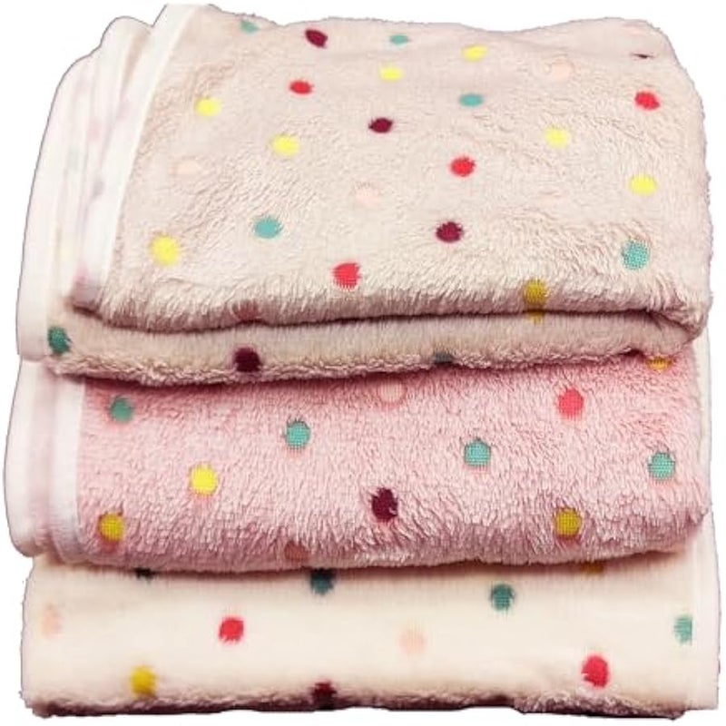 Loquat 1 Pack 3 Blankets Super Soft Cute Dot Fluffy Fleece Pattern Pet Blanket Flannel Throw for Print DesignDog Puppy Cat Beige/Brown/Pink (76x52cm) - Image 1