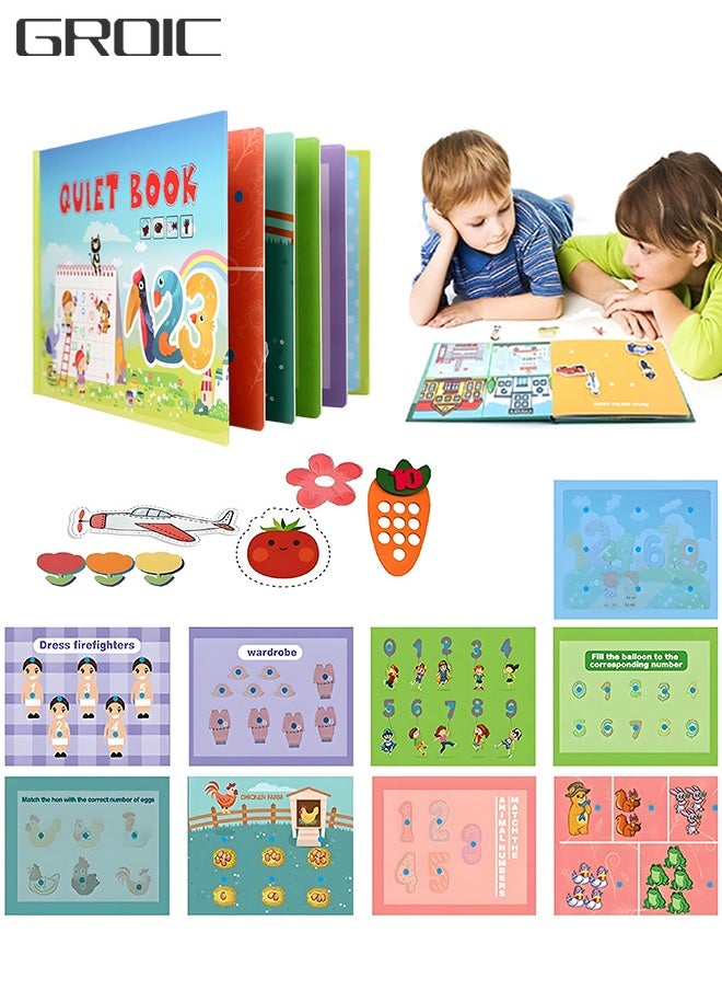 GROIC Quiet Book for Toddlers, 2023 New Montessori Interactive Felt Quiet Book for Toddlers, 10 Pages Educational Toy Travel Toy for Boys Girls, Preschool Learning, Number Theme  - Image 1