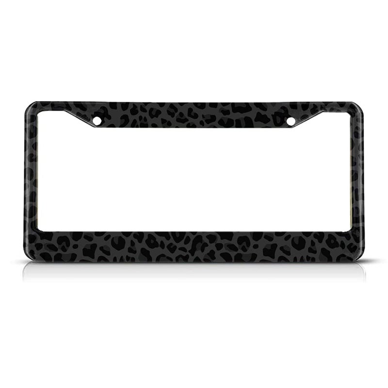 Beabes Black Animal Print License Plate Frame Leopard License Plate Holder Giraffe Cheetah Pattern Car Tag Frame License Plate Car Accessories 2 Holes Novelty Auto Car Tag Vanity Present