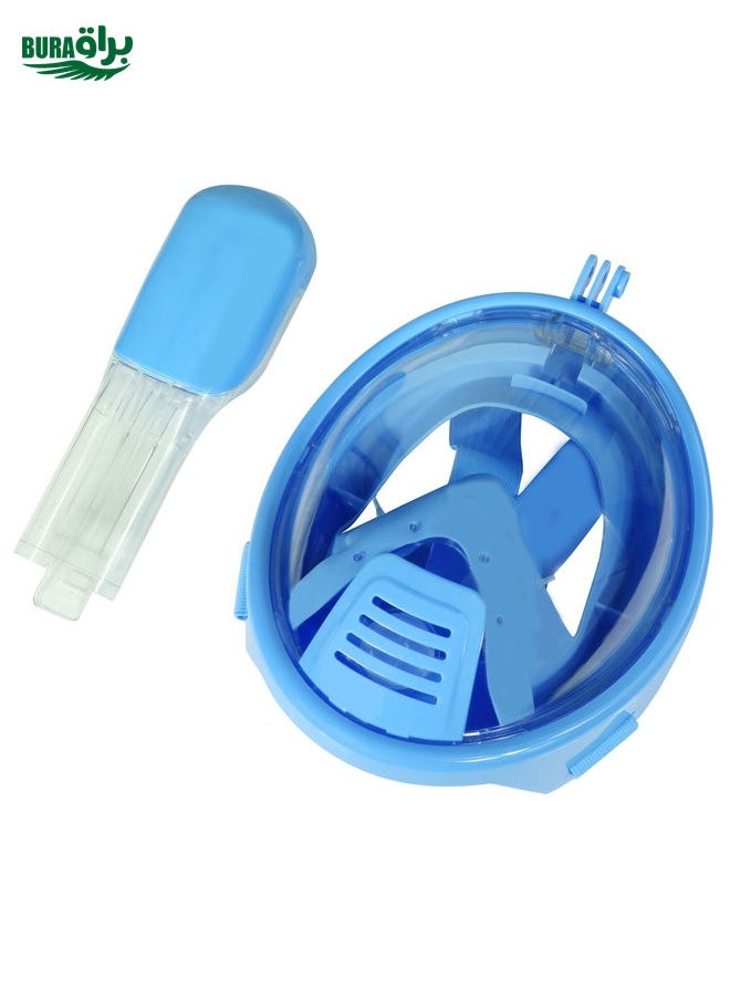 BURAQ Kids Diving Equipment Full Face Design Snorkel Mask for GoPro, Insta360, DJI and Other Action Cameras(Blue)  - Image 4
