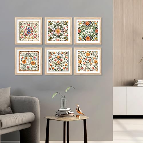 walllane Wood - Indian Pichwai Framed Painting For Living Room, Bedroom, Office, Hotel/Painting For Wall Decoration (10 Inch X 10 Inch) Set Of 6 (Artwork 14) - Image 4