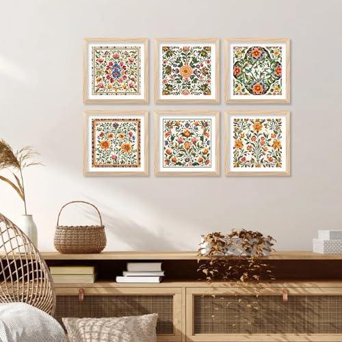 walllane Wood - Indian Pichwai Framed Painting For Living Room, Bedroom, Office, Hotel/Painting For Wall Decoration (10 Inch X 10 Inch) Set Of 6 (Artwork 14) - Image 3