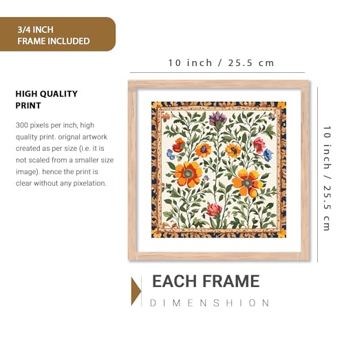 walllane Wood - Indian Pichwai Framed Painting For Living Room, Bedroom, Office, Hotel/Painting For Wall Decoration (10 Inch X 10 Inch) Set Of 6 (Artwork 14) - Image 2