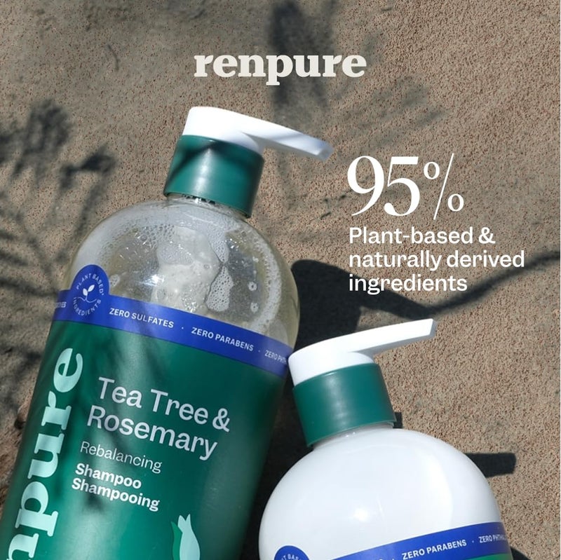 Renpure Tea Tree & Rosemary Shampoo and Conditioner Set, Plant Based - Refreshes & Rebalances Hair and Scalp - For Oily/Normal Hair - Tea Tree Leaf Oil, Rosemary Leaf Extract - 24 Fl Oz each, 2 Pack - Image 2