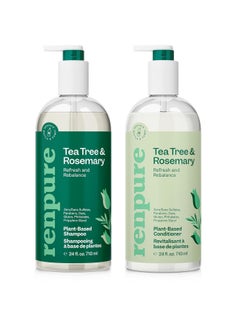 Renpure Renpure Tea Tree & Rosemary Shampoo & Conditioner Set, Plant Based - Refreshes & Rebalances Hair and Scalp - For Oily/Normal Hair - Tea Tree Leaf Oil, Rosemary Leaf Extract - 24 Fl Oz each, 2 Pack  - Image 1