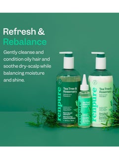 Renpure Renpure Tea Tree & Rosemary Shampoo & Conditioner Set, Plant Based - Refreshes & Rebalances Hair and Scalp - For Oily/Normal Hair - Tea Tree Leaf Oil, Rosemary Leaf Extract - 24 Fl Oz each, 2 Pack  - Image 2