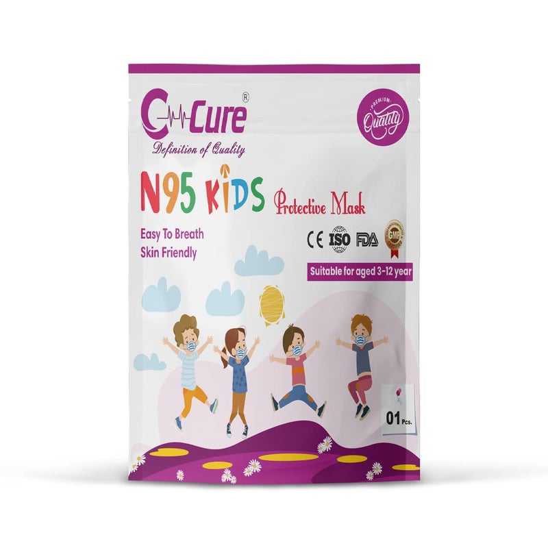 C-Cure Kids N95 Mask For 8-12 Years Reusable 5 Layer Face Mask For Kids Boys And Girls Mask N95 Mask For Kids Disposable Use And Throw Masks (Multicolor) - Image 3