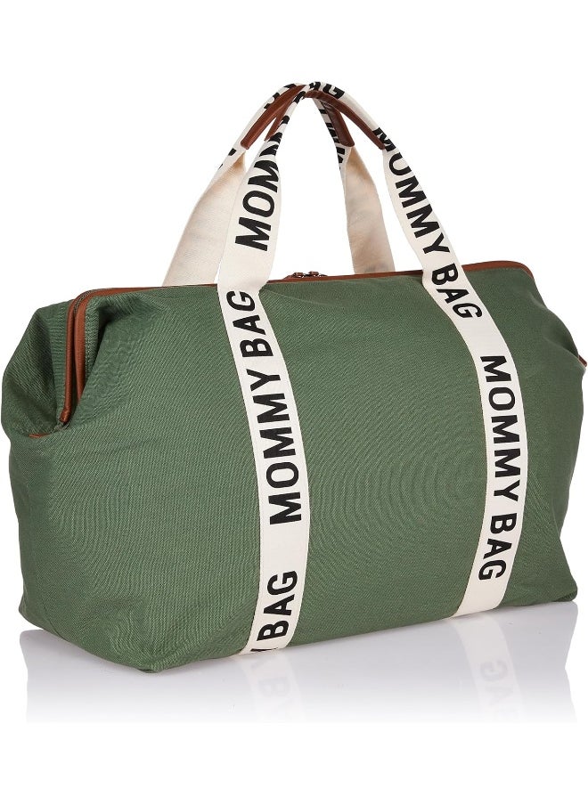 CHILDHOME Mommy Bag, Changing Bag, Maternity Bag, Travel Bag, Large Capacity, Changing Mat, Adjustable Shoulder Strap, Compartment, Insulated Pocket, Suitcase Passage, Signature Collection Green  - Image 2