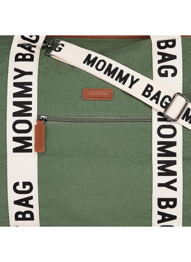 CHILDHOME Mommy Bag, Changing Bag, Maternity Bag, Travel Bag, Large Capacity, Changing Mat, Adjustable Shoulder Strap, Compartment, Insulated Pocket, Suitcase Passage, Signature Collection Green  - Image 3