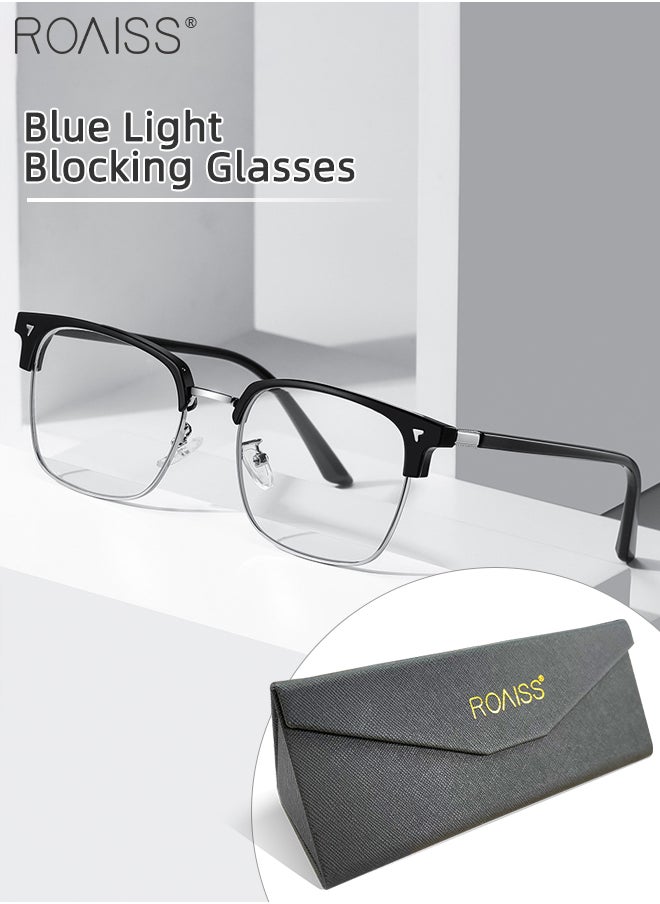 Blue Light Blocking Glasses Blue Light Filter Computer Reading Gaming TV Phones Browline Eyeglasses Fashion Anti Eyestrain Headache Eyewear for Men Women Black Silver 52mm - pzsku/ZBF13E6BBB4D68F4E55B9Z/45/_/1707101346/db1e63d1-53ff-4045-9b5f-72860091a5ca