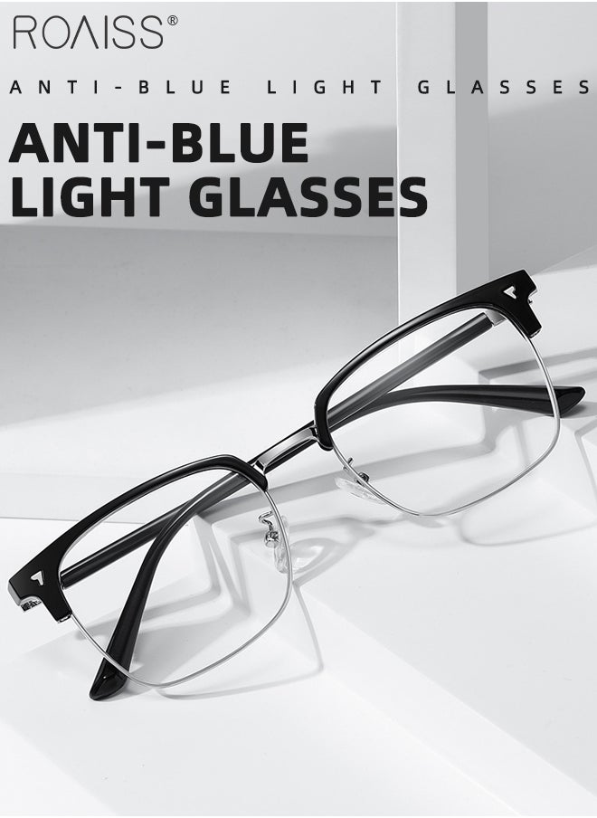 Blue Light Blocking Glasses Blue Light Filter Computer Reading Gaming TV Phones Browline Eyeglasses Fashion Anti Eyestrain Headache Eyewear for Men Women Black Silver 52mm - pzsku/ZBF13E6BBB4D68F4E55B9Z/45/_/1707101358/18000520-f01d-4059-80e5-df2bce2cf611