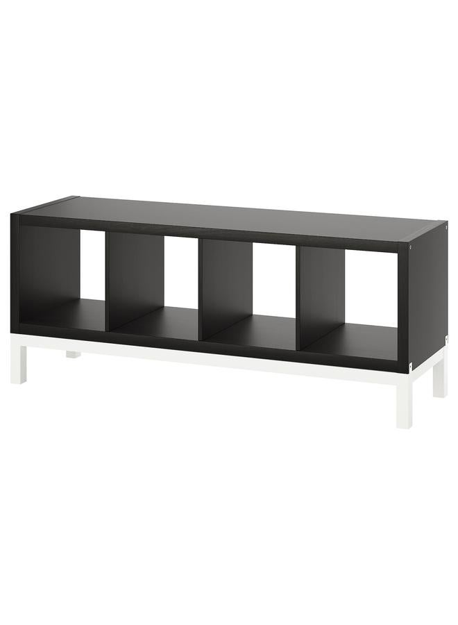 زبون وحدة رفوف مع إطار سفلي، أسود-بني/أبيض، 147×59 سم - Image 1