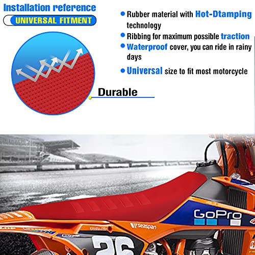 MCHMFG غطاء مقعد ناعم عالمي من MCHMFG بتصميم الماس للدراجات النارية والدراجات الترابية MX كروس إندورو أحمر - Image 4