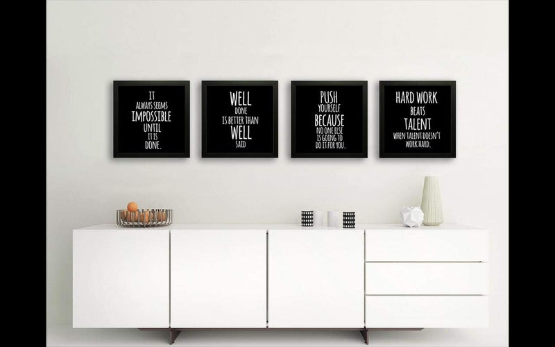 SAF SAF Set of 4 Work Hard Beat Talent Motivational UV Coated Home Decorative Gift Item Framed Painting 19 inch X 19 inch SAF_SET4_27 , Multicolour - Image 4