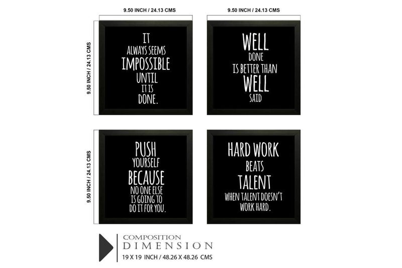 SAF SAF Set of 4 Work Hard Beat Talent Motivational UV Coated Home Decorative Gift Item Framed Painting 19 inch X 19 inch SAF_SET4_27 , Multicolour - Image 5