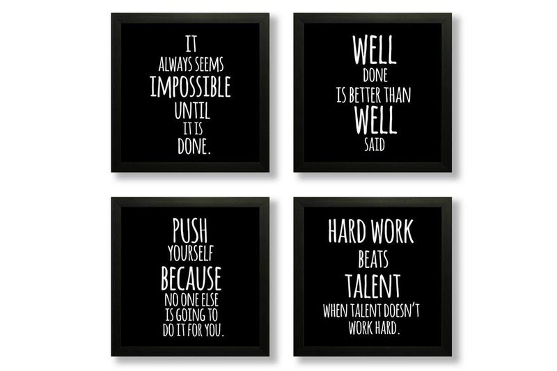 SAF SAF Set of 4 Work Hard Beat Talent Motivational UV Coated Home Decorative Gift Item Framed Painting 19 inch X 19 inch SAF_SET4_27 , Multicolour - Image 2