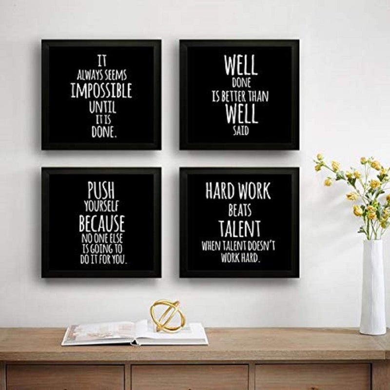 SAF SAF Set of 4 Work Hard Beat Talent Motivational UV Coated Home Decorative Gift Item Framed Painting 19 inch X 19 inch SAF_SET4_27 , Multicolour - Image 3