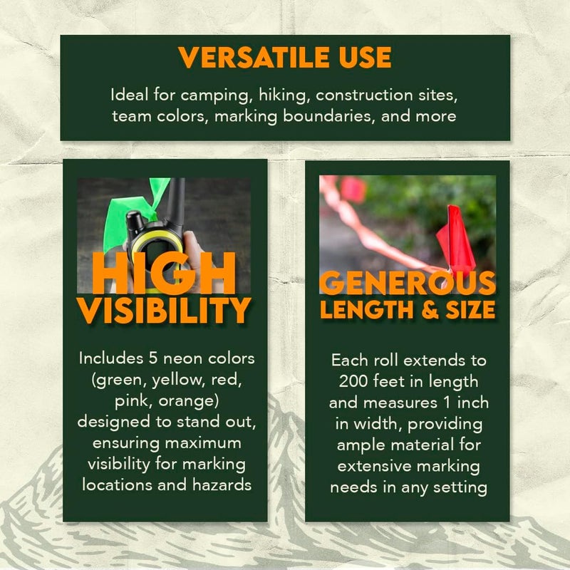 SE Halloween Christmas Large Events High Visibility HV Neon Marking Ribbons Parties and Boundary Marking Group Creation Arts and Crafts Usage 5 PC  ESF20365 - Image 2