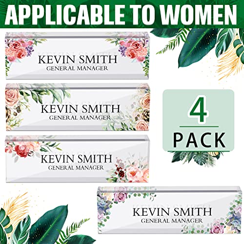 Marsui 4 Pcs Office Acrylic Name Plate Personalized Blank Custom Nameplate Clear Acrylic Glass Block for Desk Teacher Employees Gifts, 8 x 2.5 Inches - Image 3