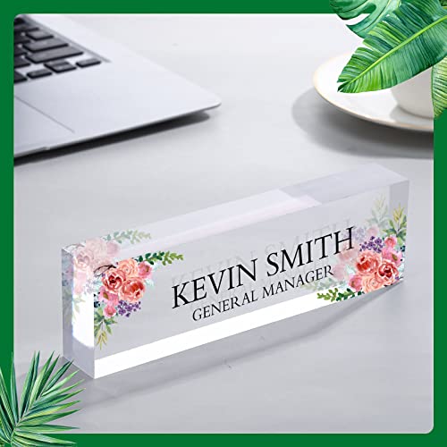 Marsui 4 Pcs Office Acrylic Name Plate Personalized Blank Custom Nameplate Clear Acrylic Glass Block for Desk Teacher Employees Gifts, 8 x 2.5 Inches - Image 5
