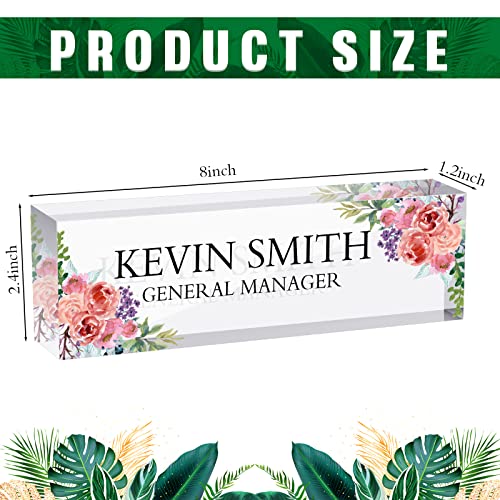 Marsui 4 Pcs Office Acrylic Name Plate Personalized Blank Custom Nameplate Clear Acrylic Glass Block for Desk Teacher Employees Gifts, 8 x 2.5 Inches - Image 2