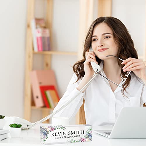 Marsui 4 Pcs Office Acrylic Name Plate Personalized Blank Custom Nameplate Clear Acrylic Glass Block for Desk Teacher Employees Gifts, 8 x 2.5 Inches - Image 4