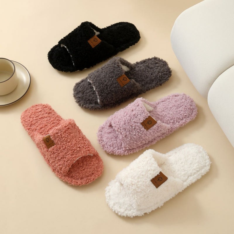 Cross-border autumn and winter cotton slippers for women's household wholesale indoor couples at home luxurious velvet warm slippers anti-slip for men and women - Image 2