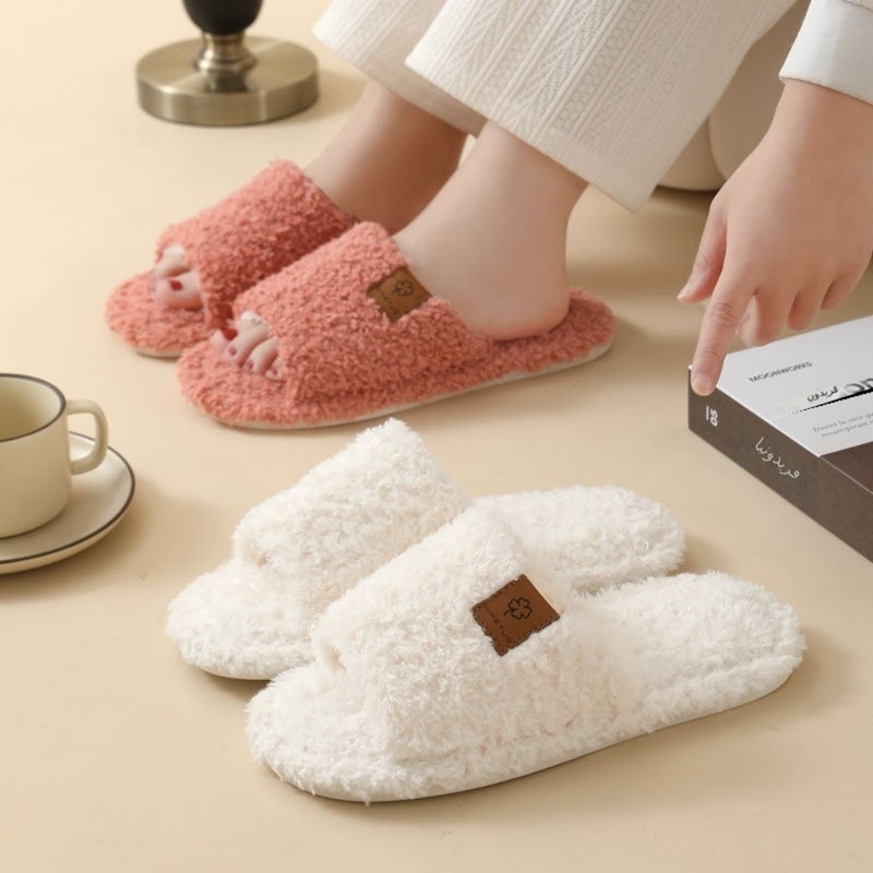 Cross-border autumn and winter cotton slippers for women's household wholesale indoor couples at home luxurious velvet warm slippers anti-slip for men and women - Image 1