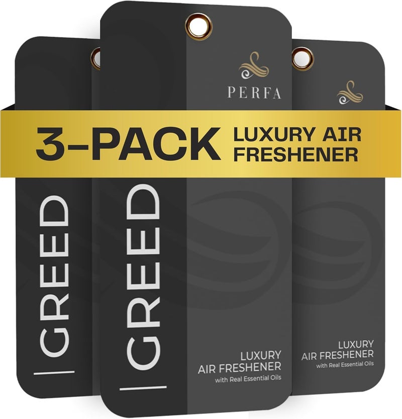 Perfa 3PCS Greed Disposable Air Fresheners for Men Long Lasting Car Air Freshener with Greed Fragrance Lasts for 2 Weeks Strong Car Perfume with Odour Eliminating Technology by Perfa - Image 3