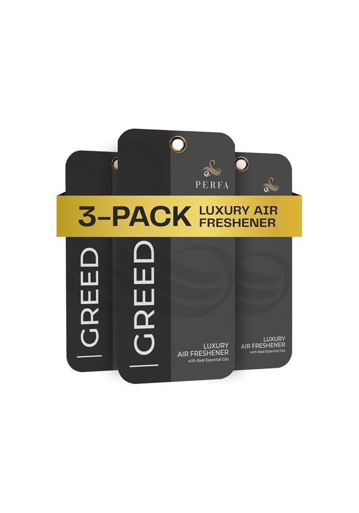 Perfa 3PCS Greed Disposable Air Fresheners for Men Long Lasting Car Air Freshener with Greed Fragrance Lasts for 2 Weeks Strong Car Perfume with Odour Eliminating Technology by Perfa - Image 1