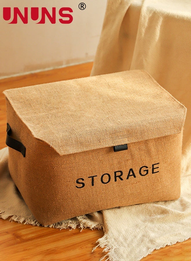 UNUNS Storage Box with Lid,Fabric Storage Basket,Clothes Organizer,Wardrobe Storage,Closet Organizer,Organizer for Clothes,Box for Clothes,Storage Boxes for Livingroom Clothes Toys Home,41x33x26cm - Image 1