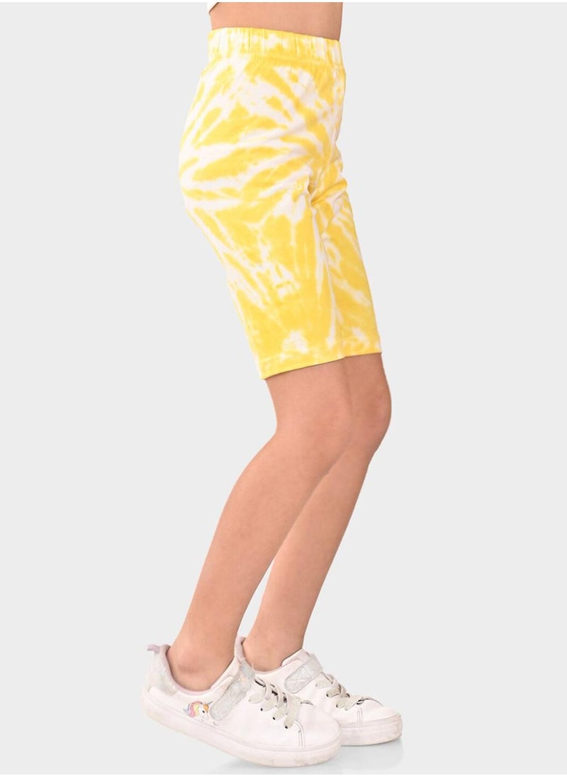 Bonkids Regular Fit Printed Yellow Cotton Shorts For Girls Pull On 100 % Cotton  - Image 2