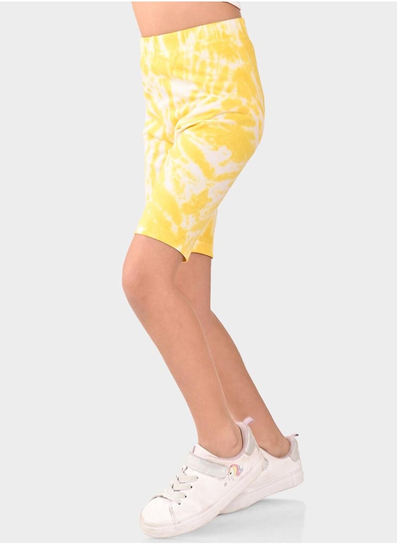 Bonkids Regular Fit Printed Yellow Cotton Shorts For Girls Pull On 100 % Cotton  - Image 3