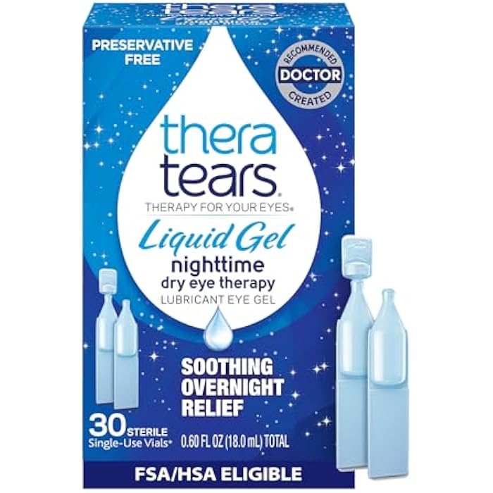 TheraTears Liquid Gel Nighttime Lubricating Eye Drops for Dry Eyes, Single-Use Vials, 30 Count - Image 1
