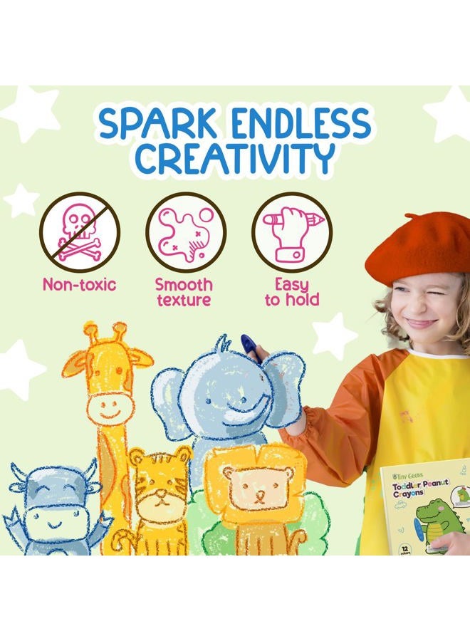 TinyGeeks 12 Peanut Crayons - Non Toxic Crayons for Toddlers - Washable for Kids Ages 4-8 - Easy To Hold - Toddlers 2-4 Years - Ergonomic Shape - Image 3