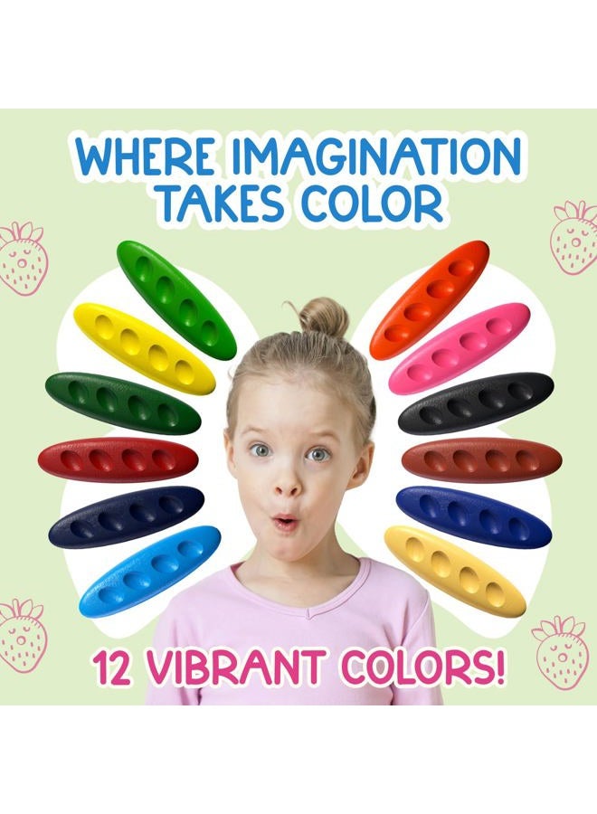 TinyGeeks 12 Peanut Crayons - Non Toxic Crayons for Toddlers - Washable for Kids Ages 4-8 - Easy To Hold - Toddlers 2-4 Years - Ergonomic Shape - Image 5